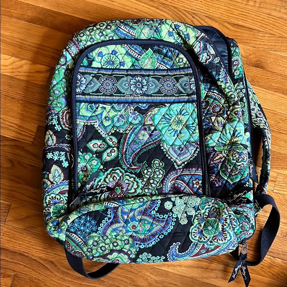 Vera Bradley Floral Paisley Backpack in Blue and Green